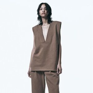 Zara Oversized Plush Ponte V-neck Pullover